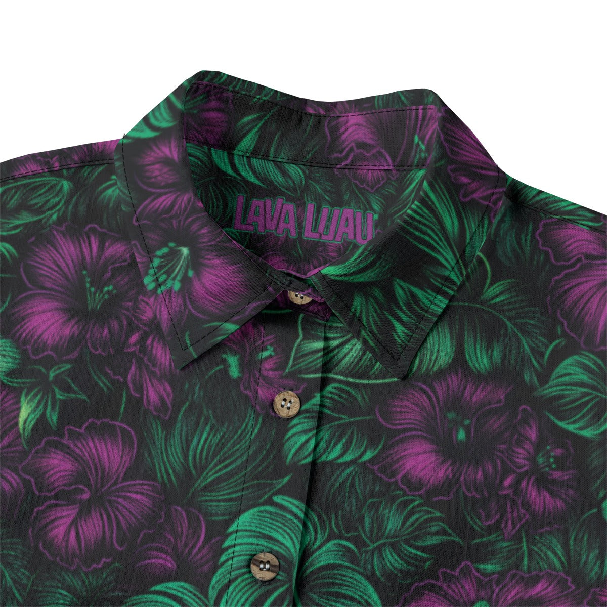 Linen Midnight Bloom Ladies Hawaiian Shirt