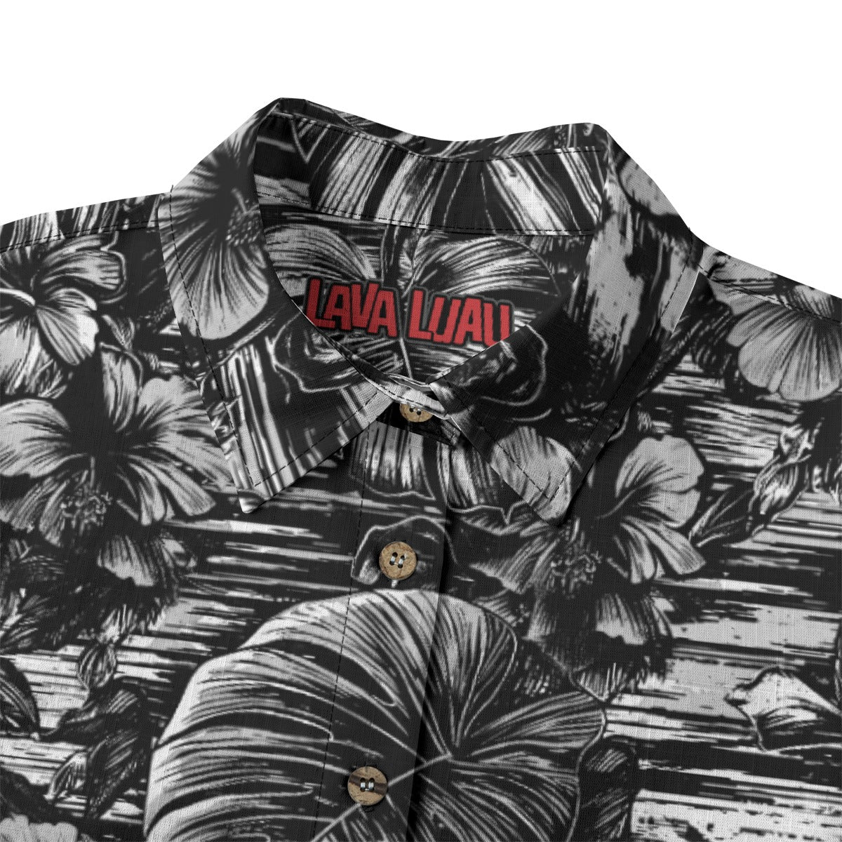 Linen Leaf & Bloom (Noir Remix) Ladies Hawaiian Shirt