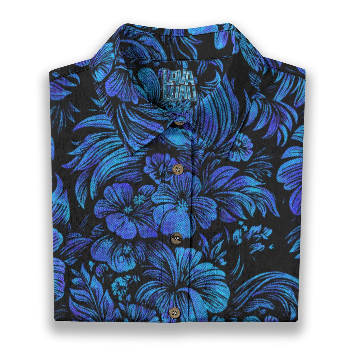 Linen Jungle Halftone (Frozen Flowers Remix) Ladies Hawaiian Shirt