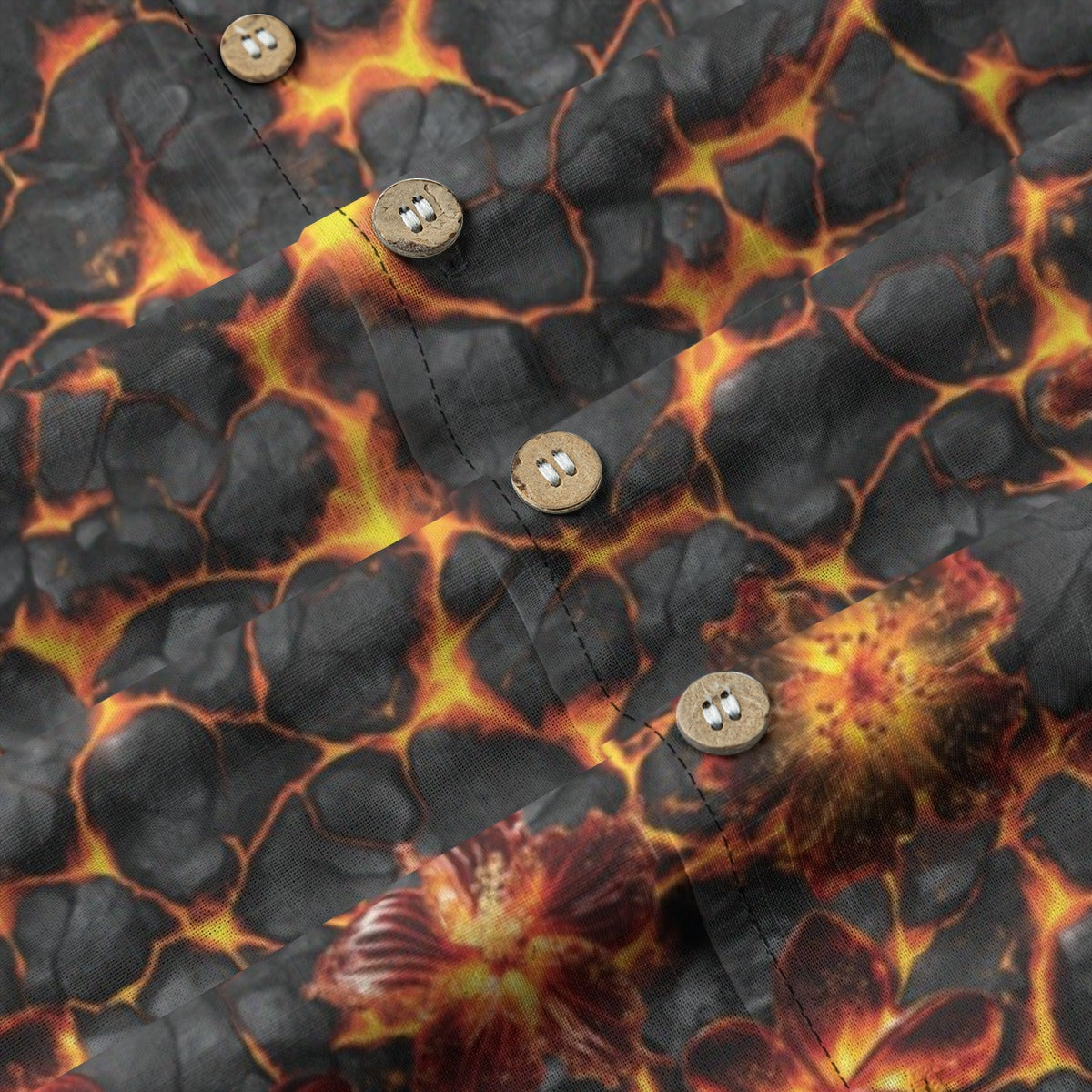 Linen Volcanic Bloom Hawaiian Shirt