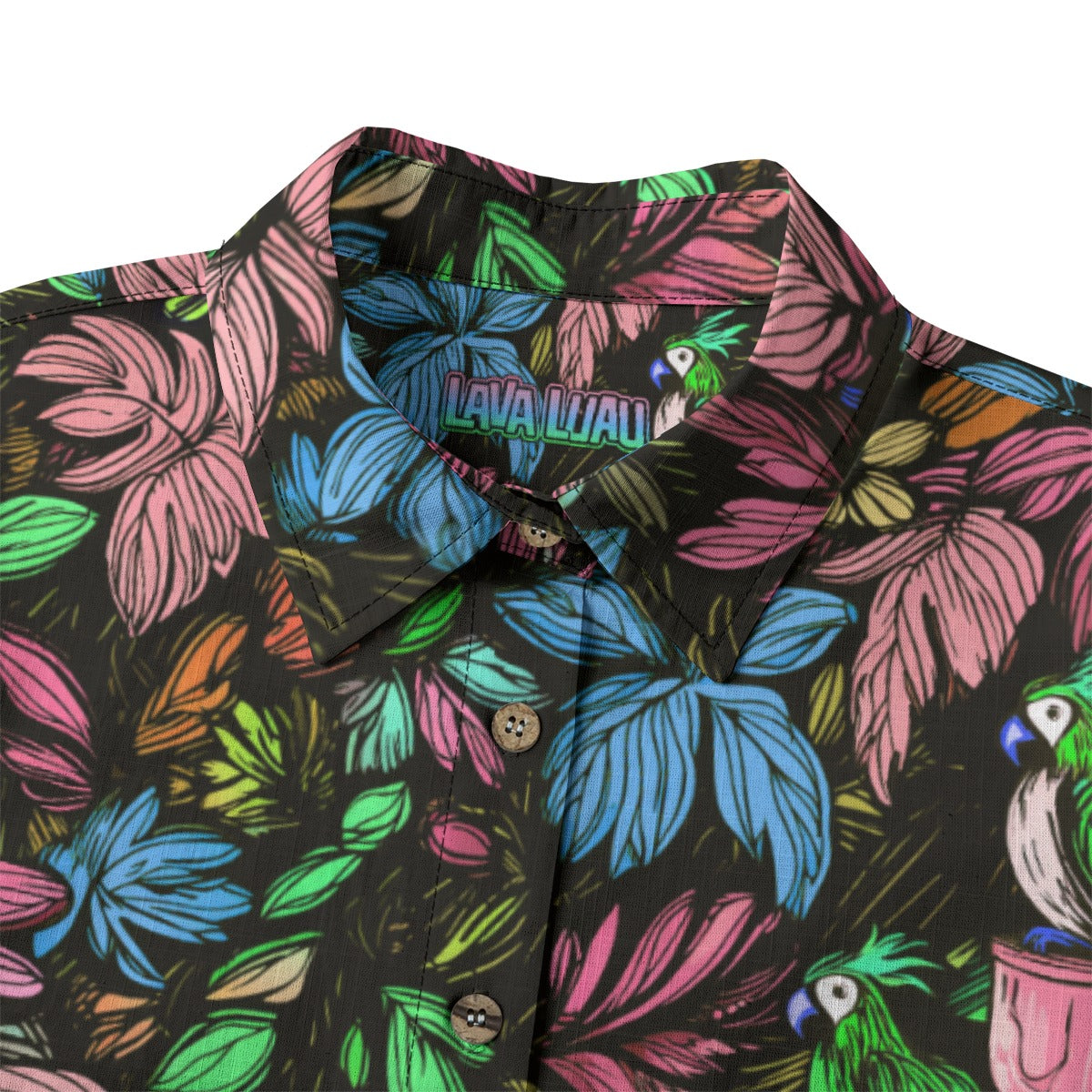 Linen Scribble Birds (Summer Daydream Remix) Ladies Hawaiian Shirt