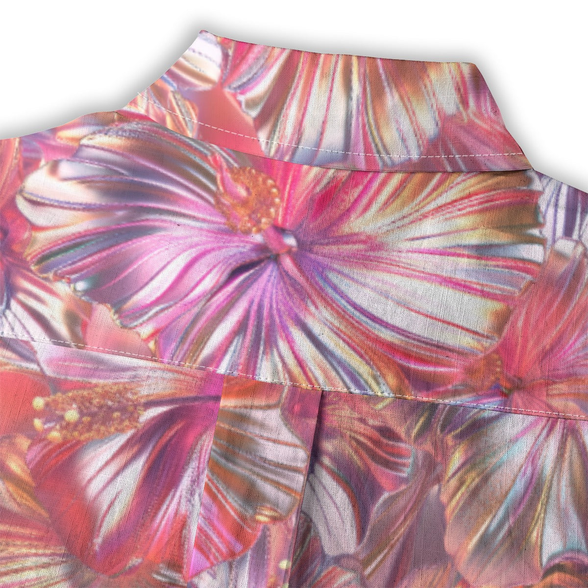 Linen Chrome Dreams Ladies Hawaiian Shirt (Bubblegum Remix)