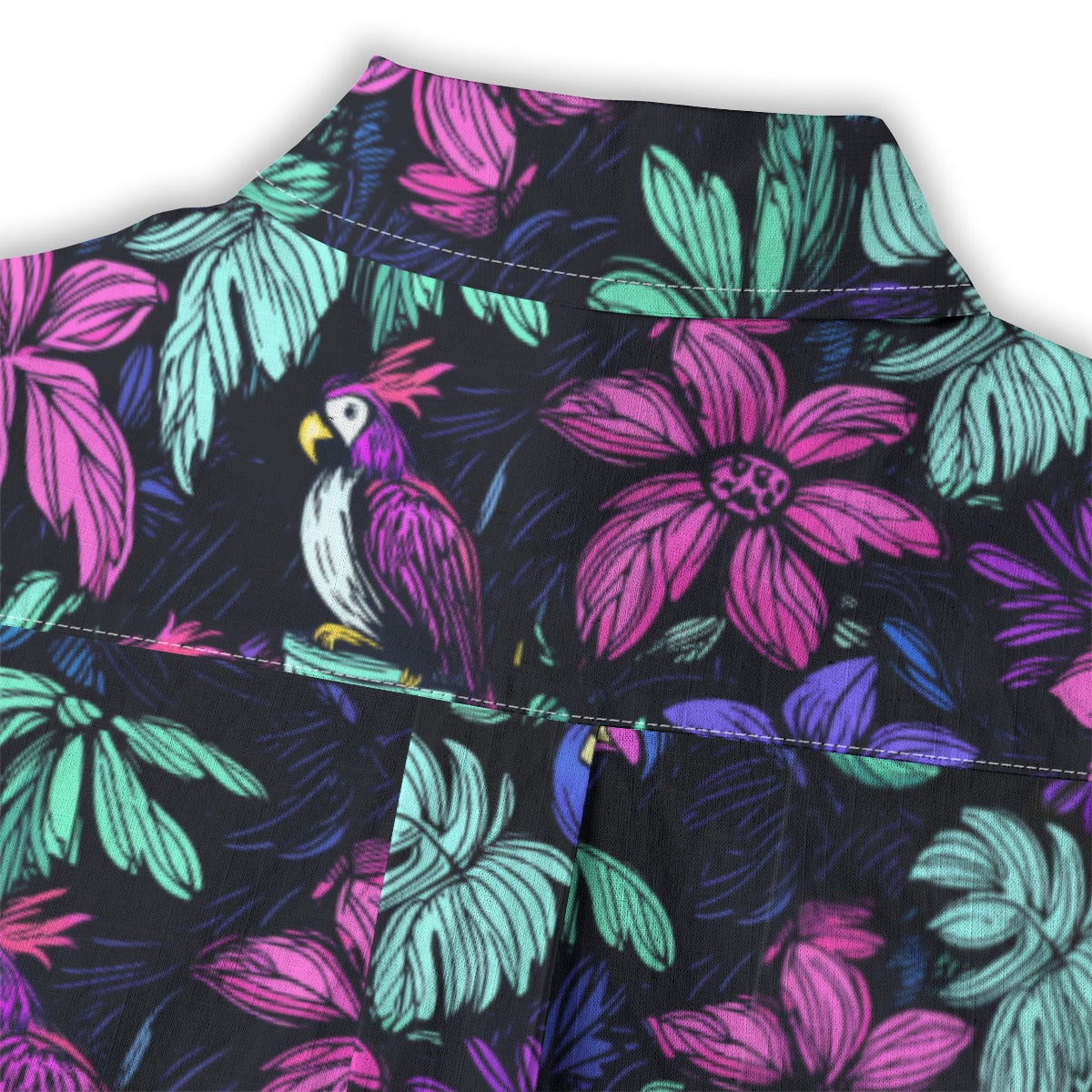 Linen Scribble Birds Ladies Hawaiian Shirt