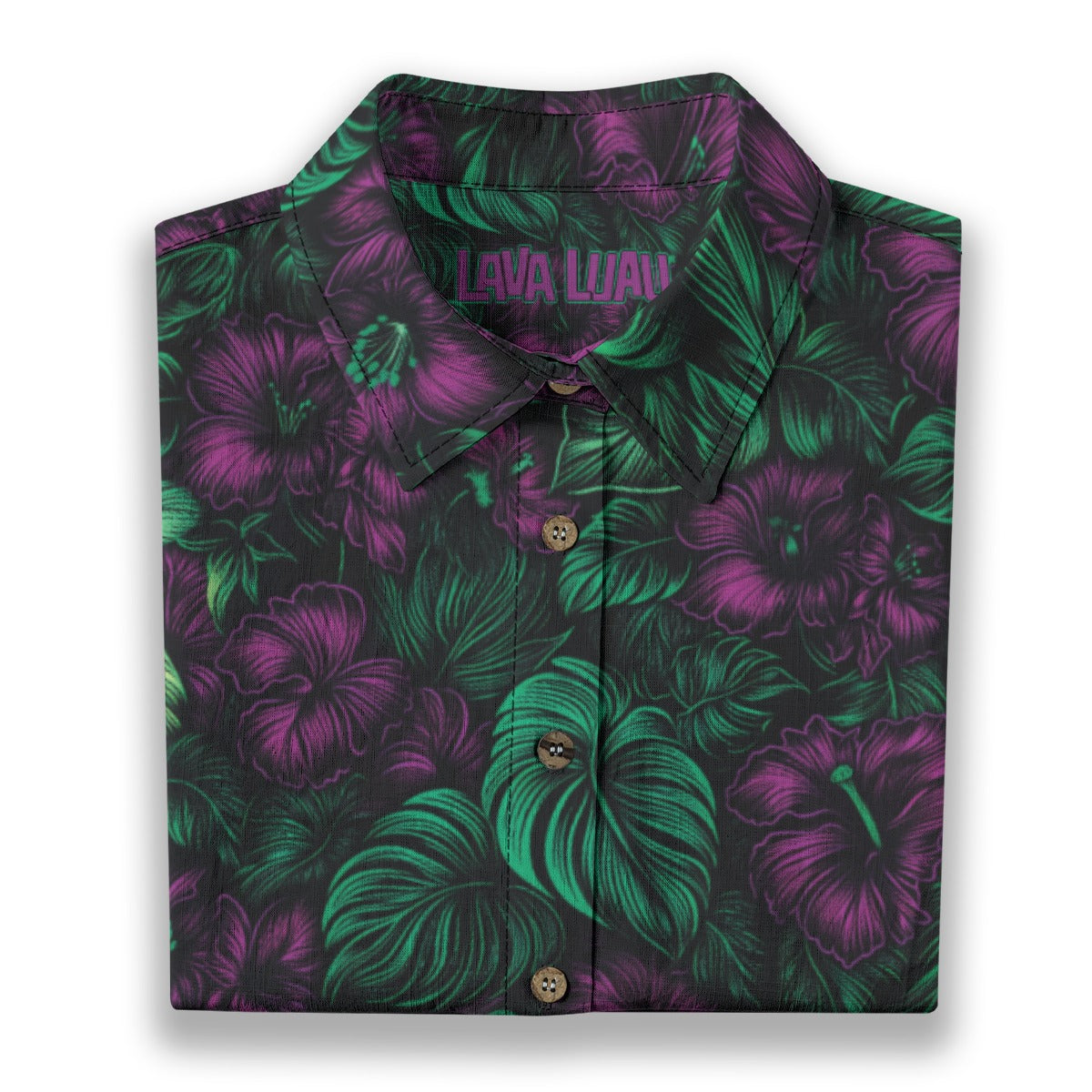 Linen Midnight Bloom Ladies Hawaiian Shirt