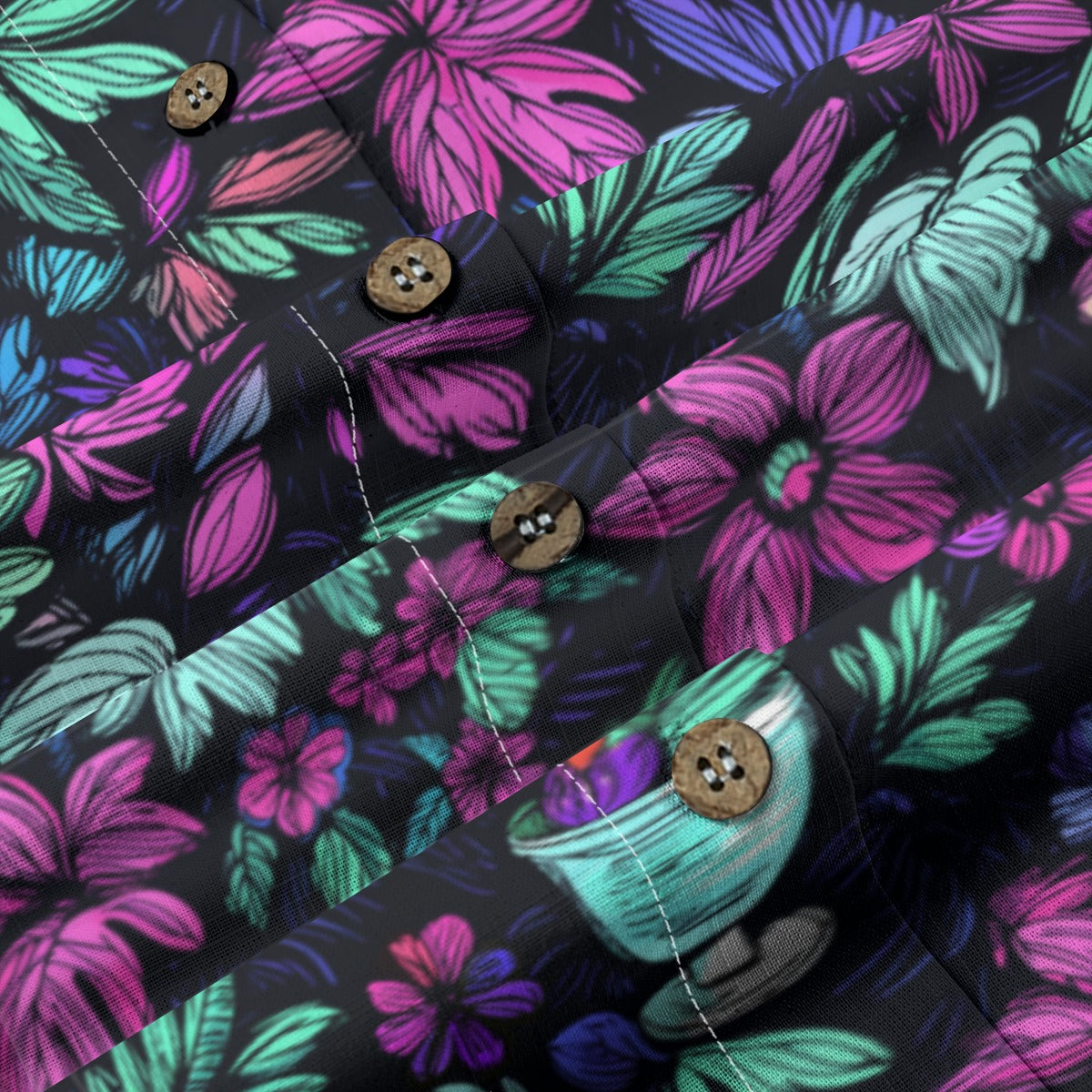 Linen Scribble Birds Ladies Hawaiian Shirt