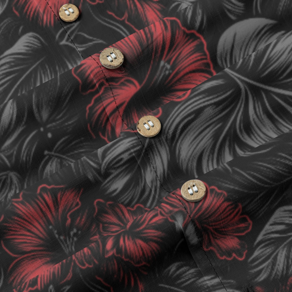 Linen Midnight Bloom (Crimson Eclipse Remix) Hawaiian Shirt