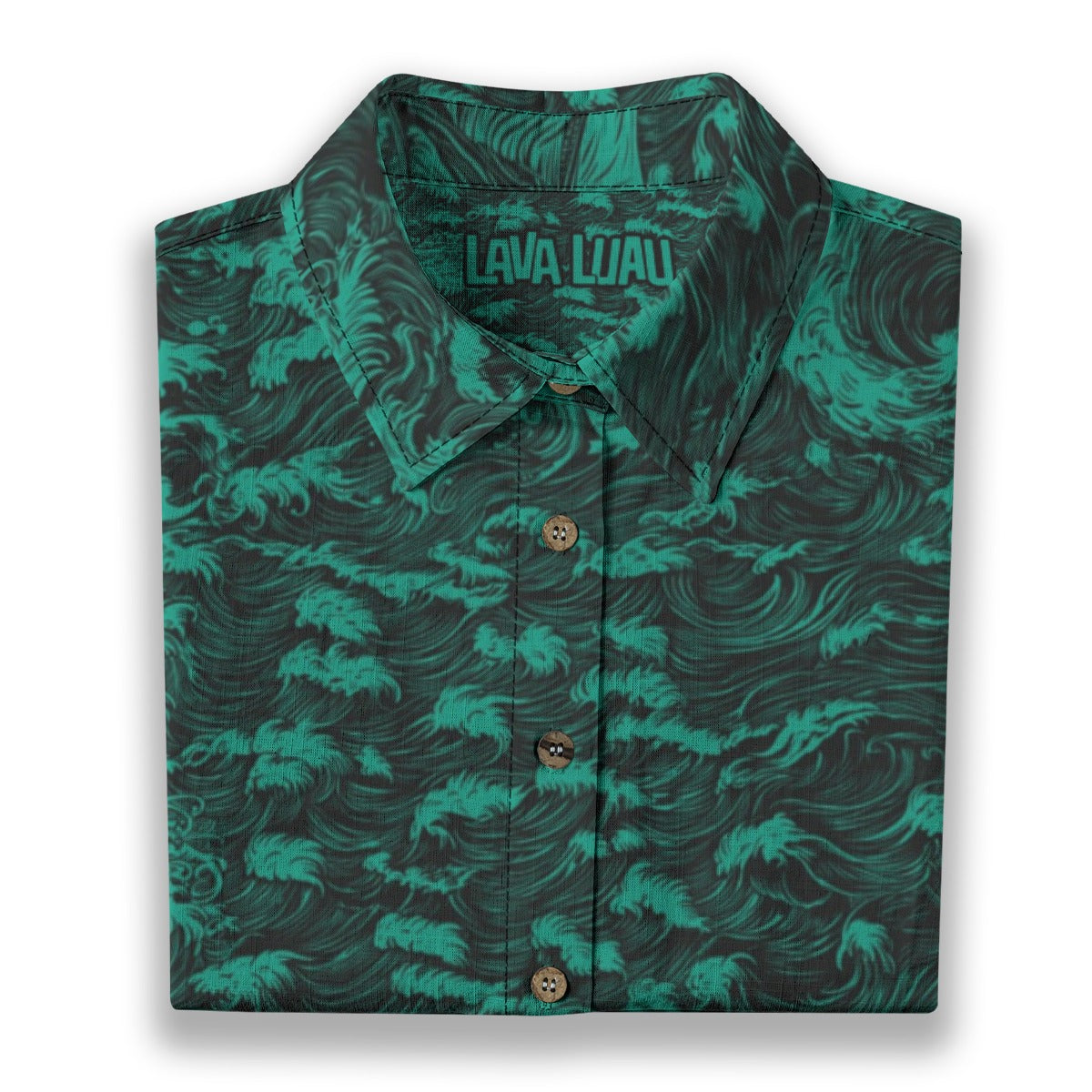 Linen Rogue Waves (Baja Remix) Ladies Hawaiian Shirt