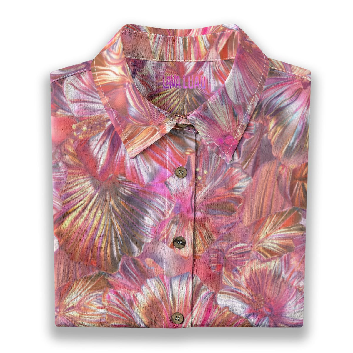Linen Chrome Dreams Ladies Hawaiian Shirt (Bubblegum Remix)