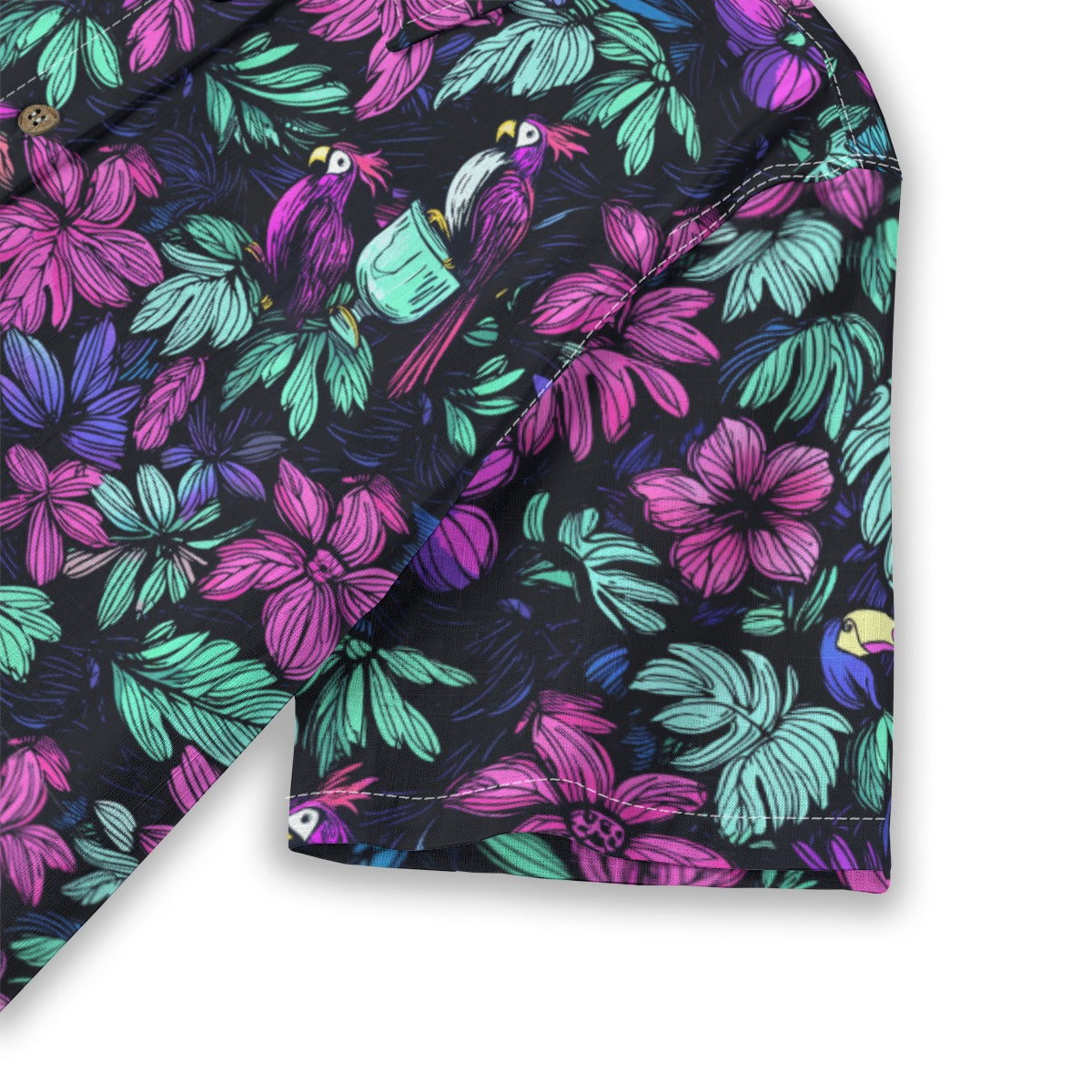 Linen Scribble Birds Ladies Hawaiian Shirt