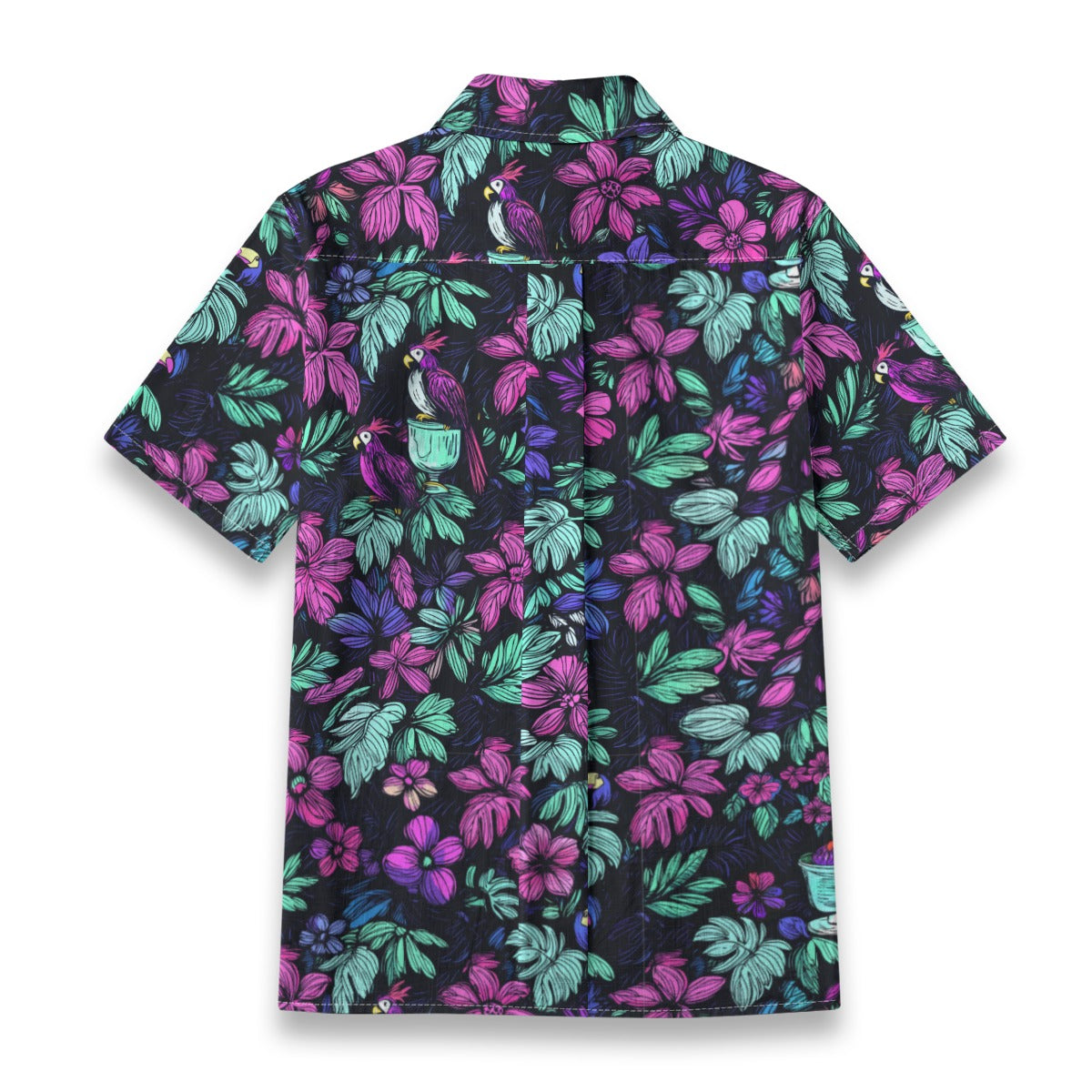 Linen Scribble Birds Ladies Hawaiian Shirt