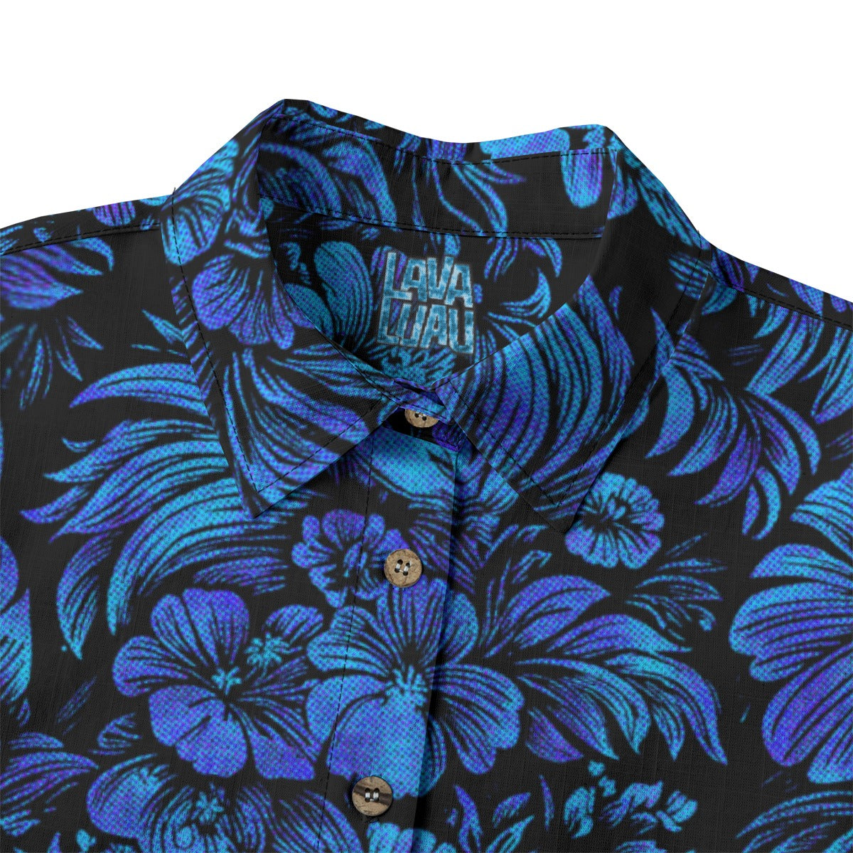 Linen Jungle Halftone (Frozen Flowers Remix) Ladies Hawaiian Shirt