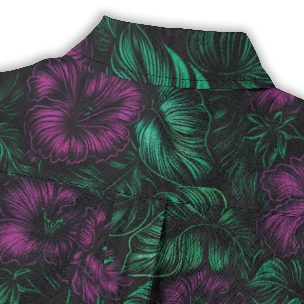 Linen Midnight Bloom Ladies Hawaiian Shirt