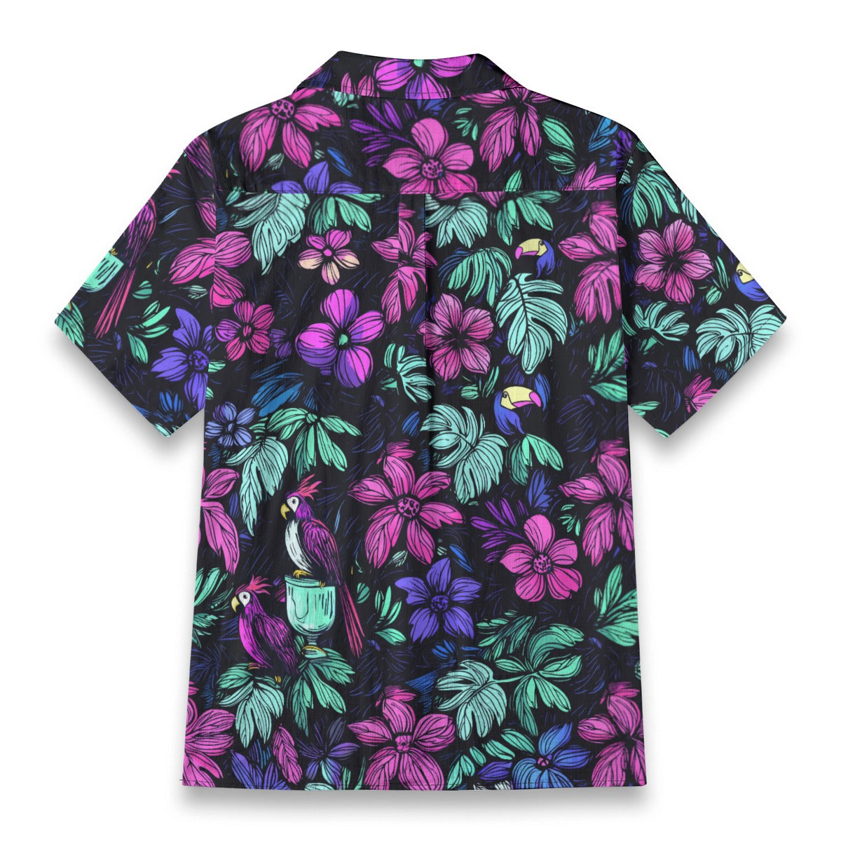 Linen Scribble Birds Hawaiian Shirt