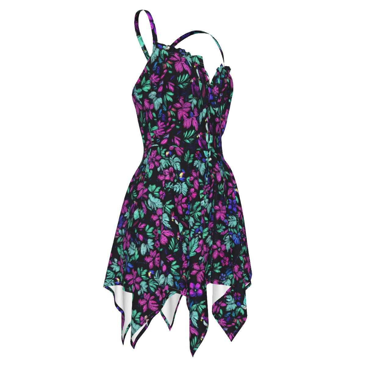 Scribble Birds Handkerchief Dress