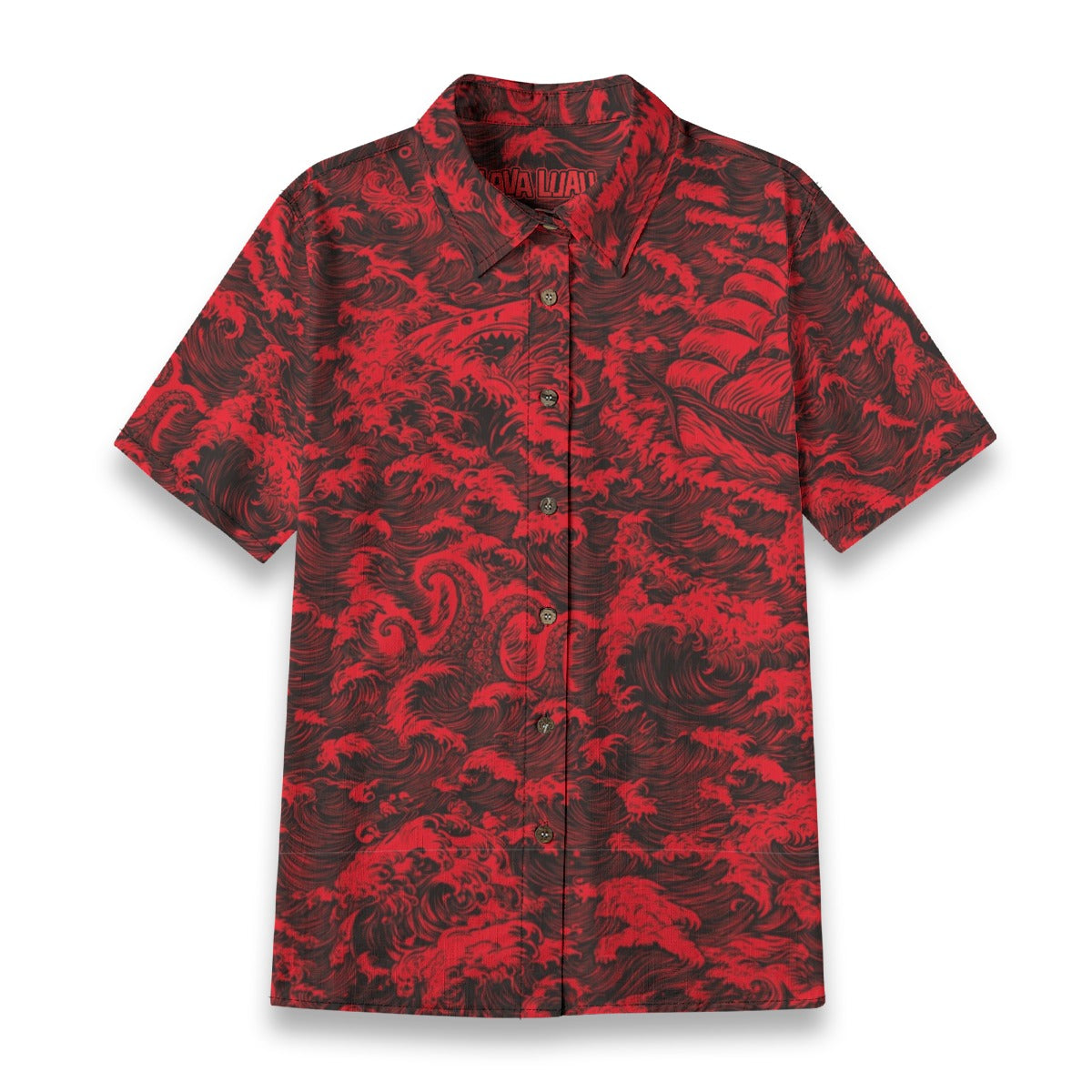 Linen Rogue Waves Ladies (Crimson Tide Remix) Hawaiian Shirt