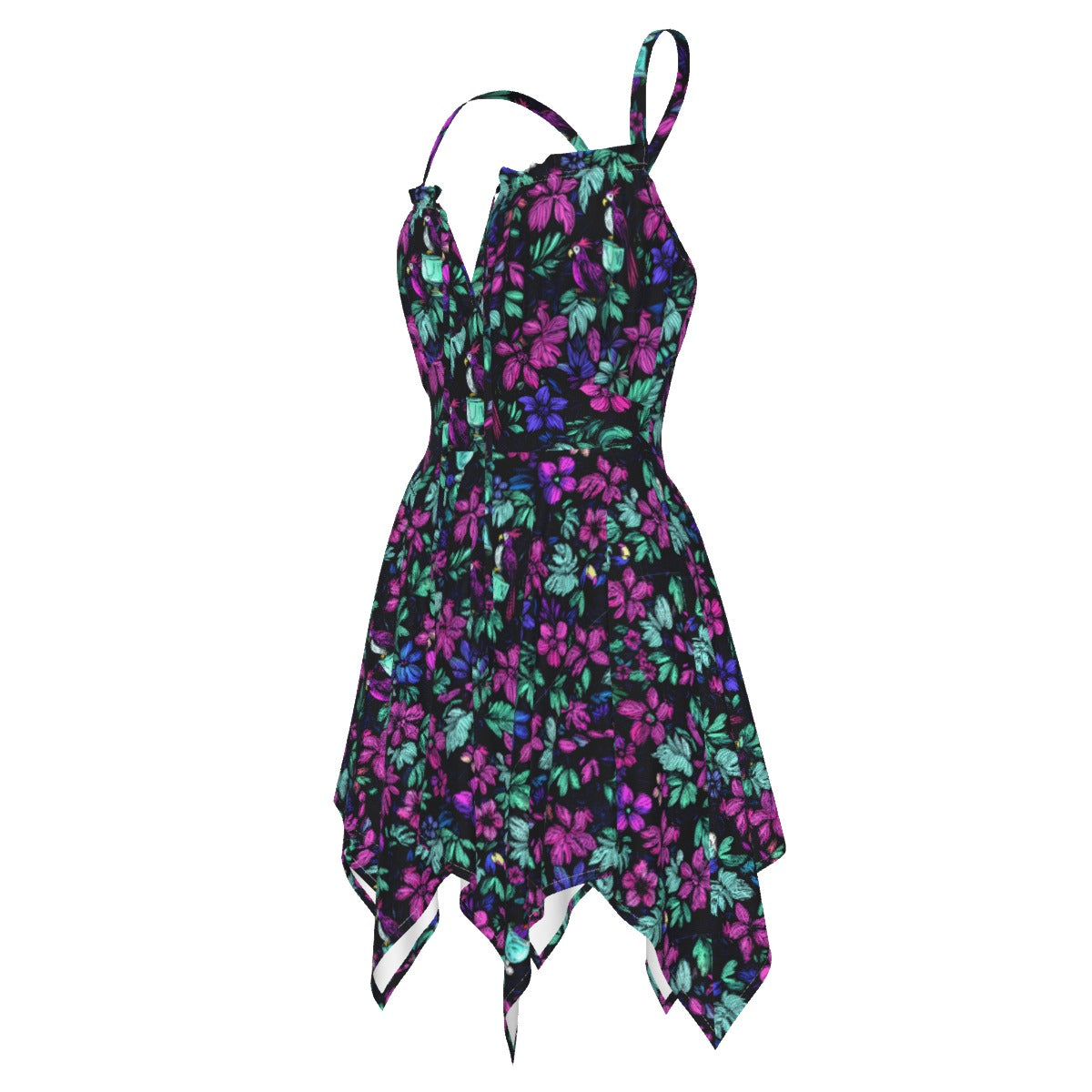Scribble Birds Handkerchief Dress