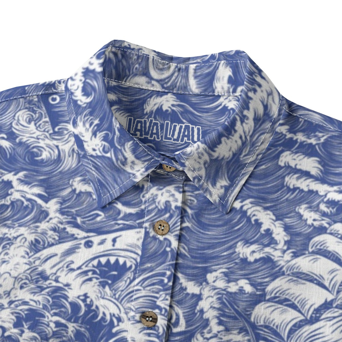 Linen Rogue Waves Ladies Hawaiian Shirt