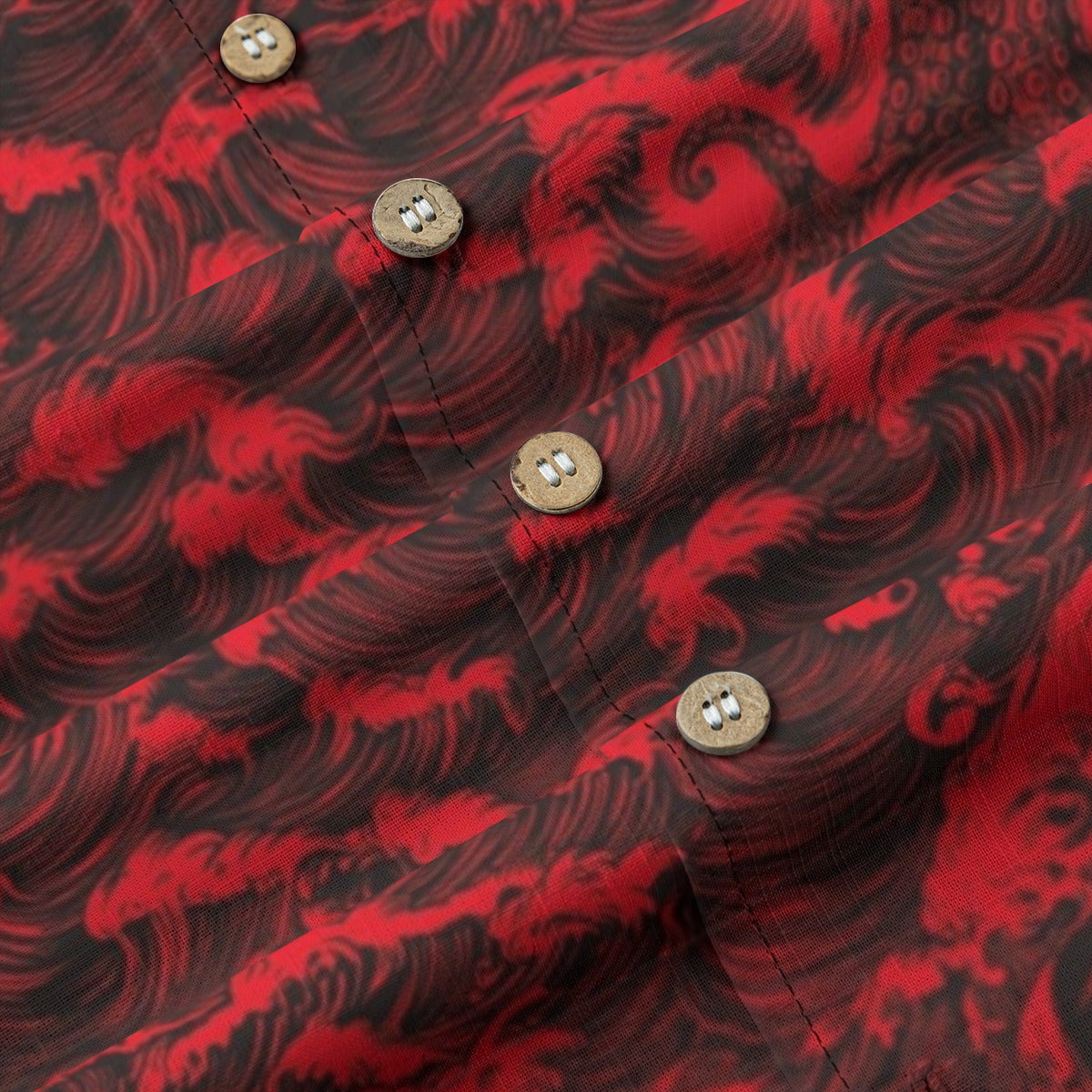 Linen Rogue Waves (Crimson Tide Remix) Hawaiian Shirt