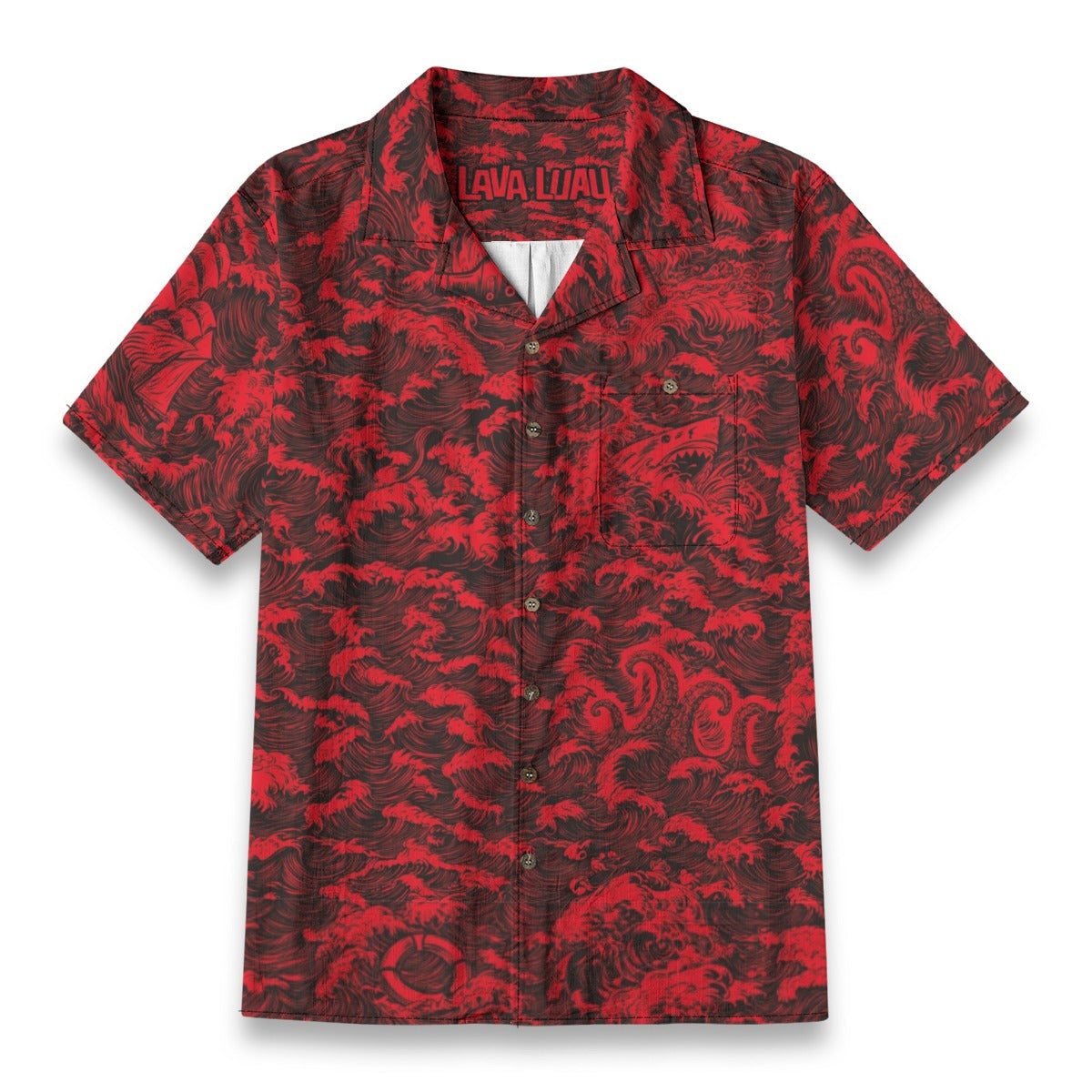 Linen Rogue Waves (Crimson Tide Remix) Hawaiian Shirt