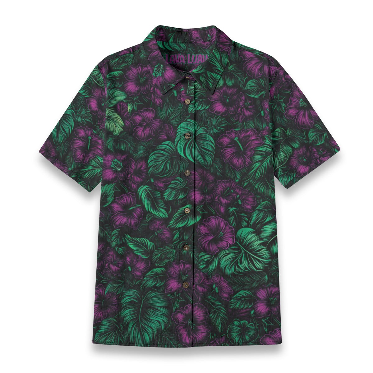 Linen Midnight Bloom Ladies Hawaiian Shirt