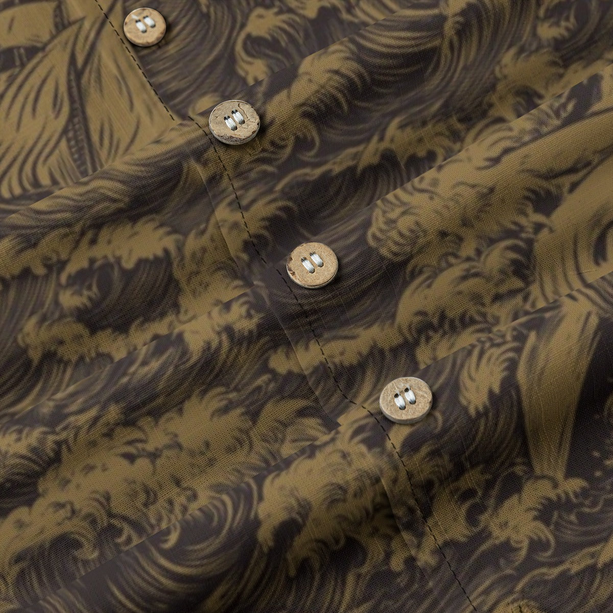 Linen Rogue Waves (Vintage Map Remix) Hawaiian Shirt