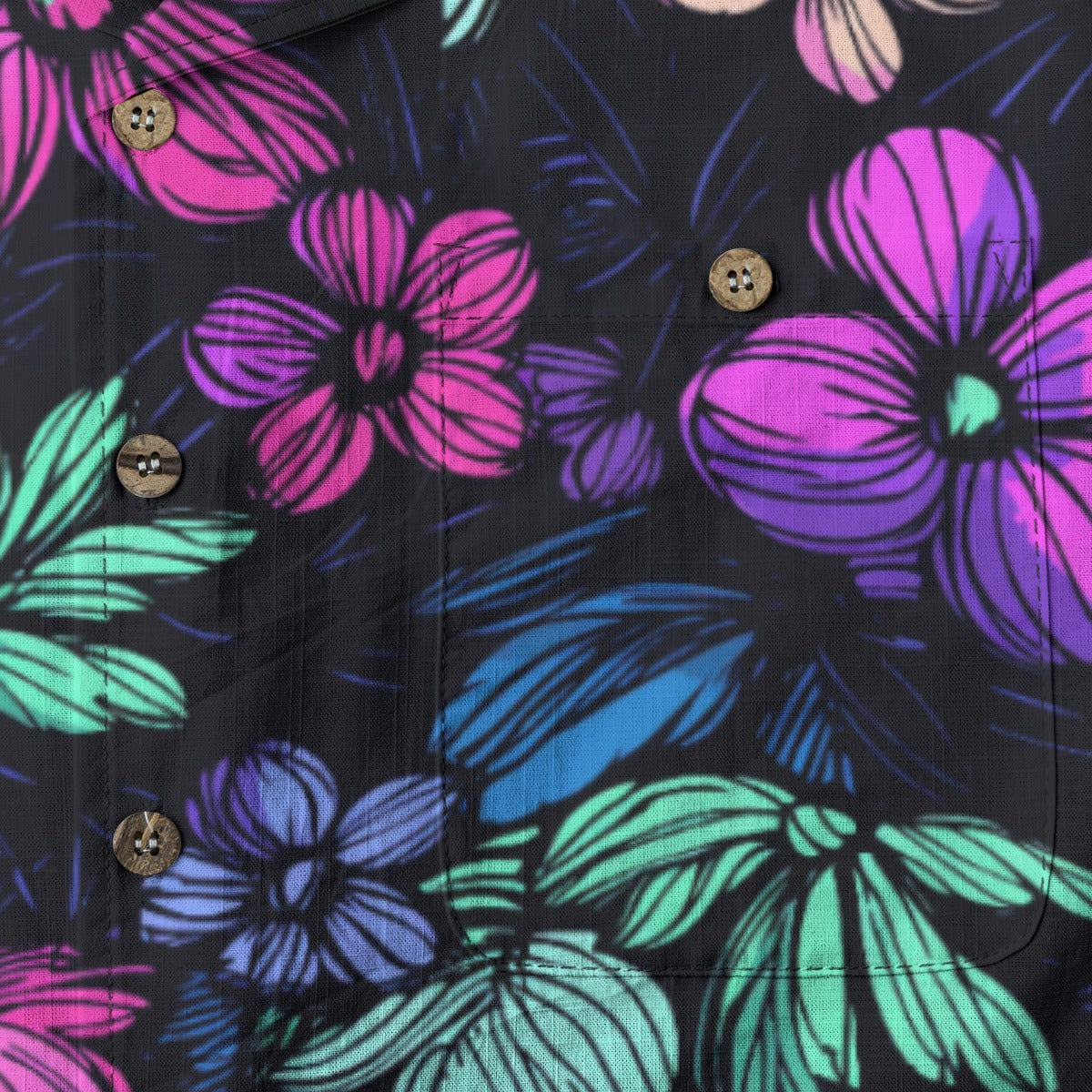 Linen Scribble Birds Hawaiian Shirt
