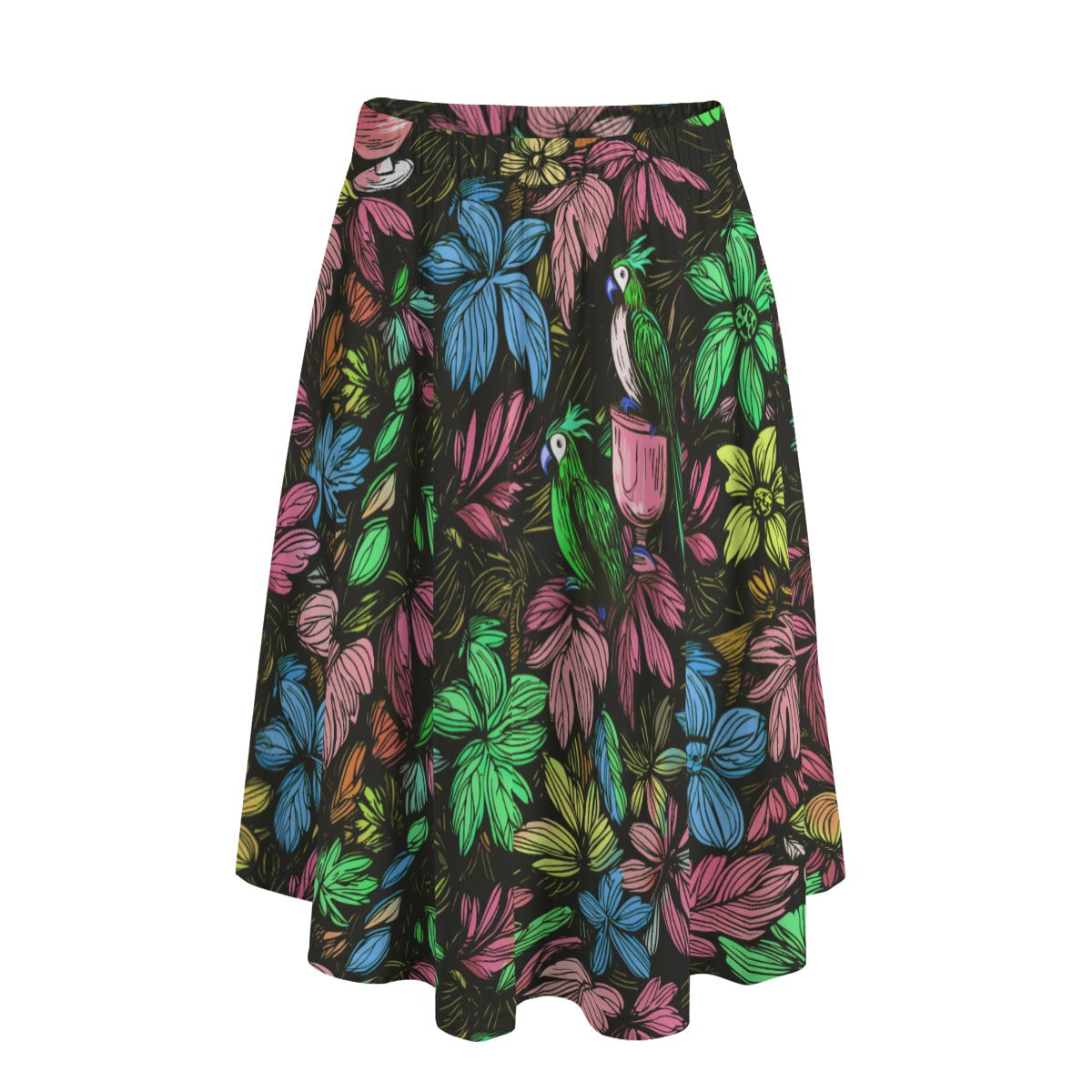 Scribble Birds (Summer Daydream Remix) Midi Skirt