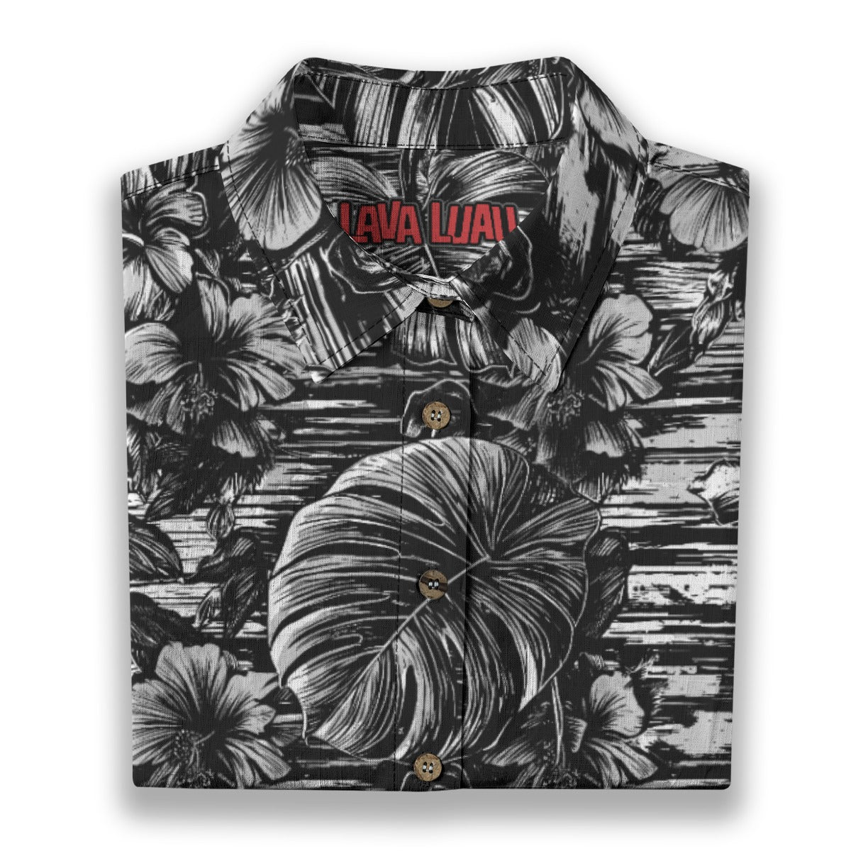 Linen Leaf & Bloom (Noir Remix) Ladies Hawaiian Shirt