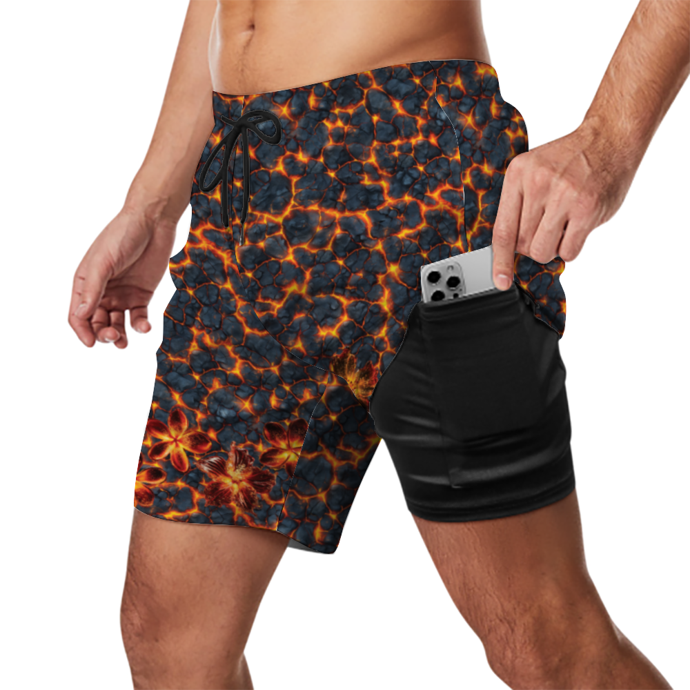 Volcanic Bloom Lined Swim Trunks