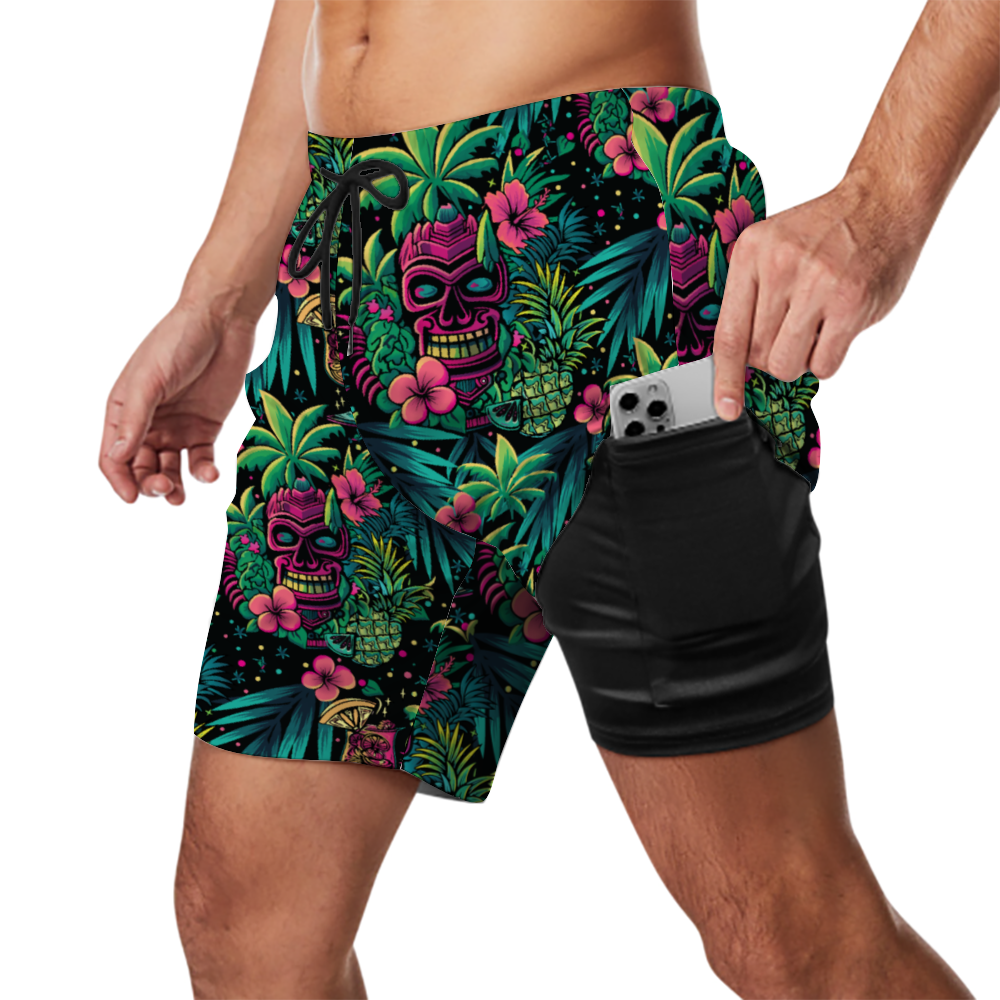Neon Paradise Lined Swim Trunks