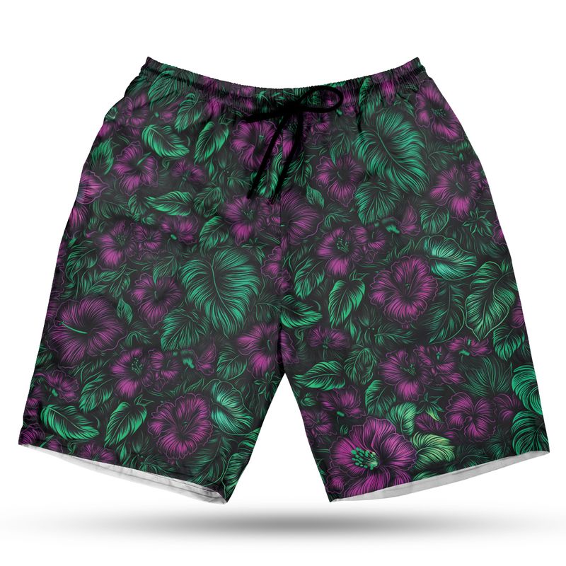 Midnight Bloom Hawaiian Shorts