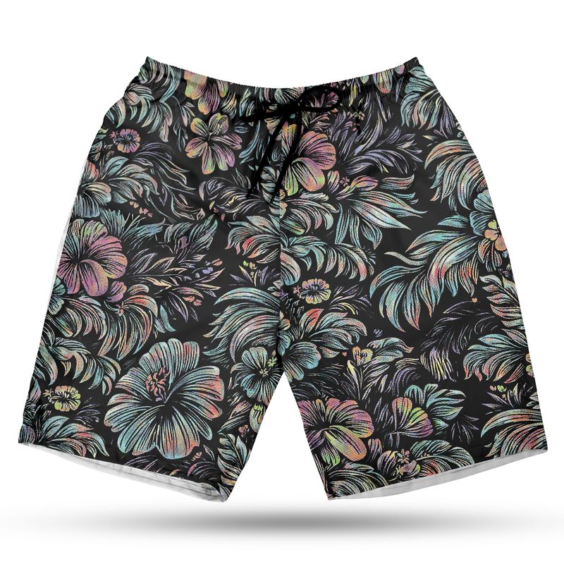 Halftone Blooms Hawaiian Shorts