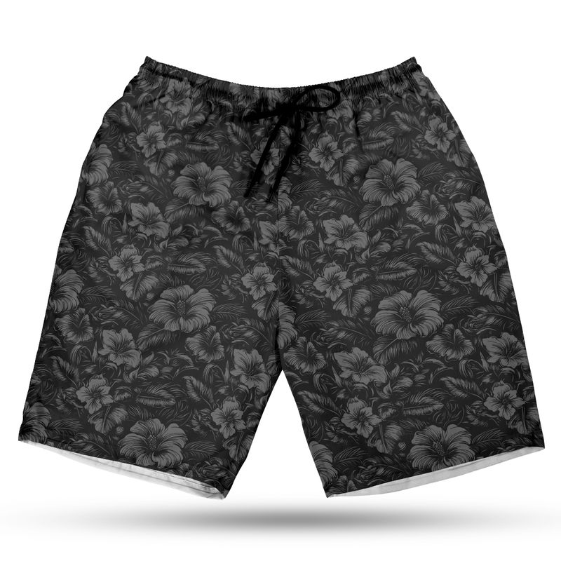 Flora Obscura Hawaiian Shorts (Charcoal Remix)