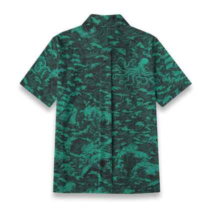Linen Rogue Waves (Baja Remix) Ladies Hawaiian Shirt