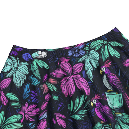 Scribble Birds Midi Skirt