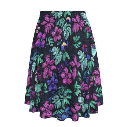 Scribble Birds Midi Skirt