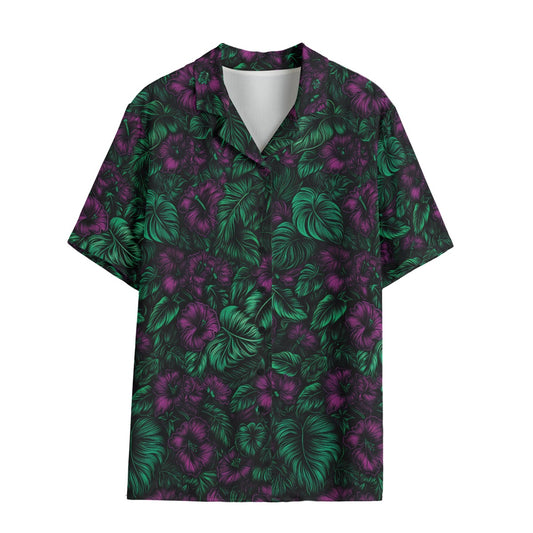 Midnight Bloom Ladies' Cut Hawaiian Shirt