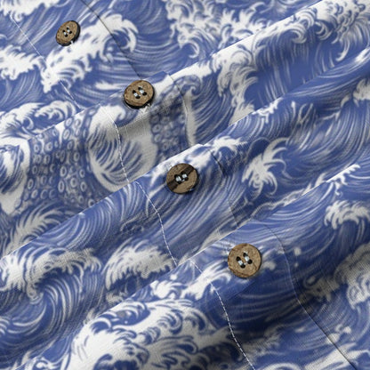 Linen Rogue Waves Ladies Hawaiian Shirt