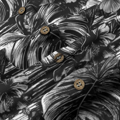 Linen Leaf & Bloom (Noir Remix) Ladies Hawaiian Shirt