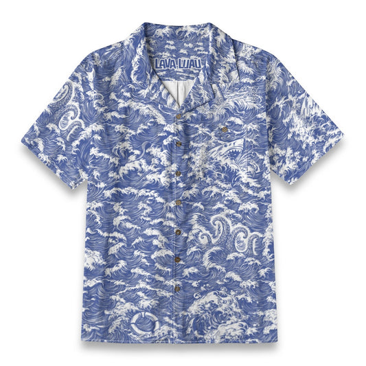 Linen Rogue Waves Hawaiian Shirt