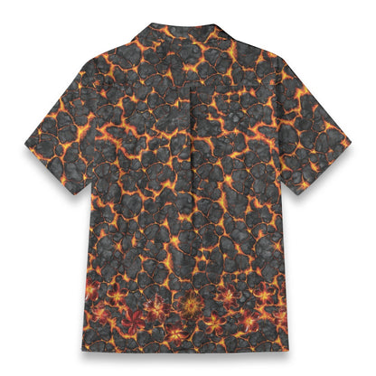 Linen Volcanic Bloom Hawaiian Shirt