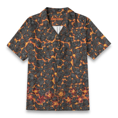 Linen Volcanic Bloom Hawaiian Shirt