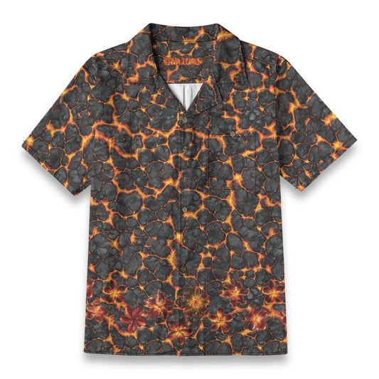 Linen Volcanic Bloom Hawaiian Shirt