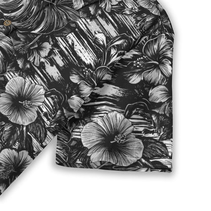 Linen Leaf & Bloom (Noir Remix) Ladies Hawaiian Shirt