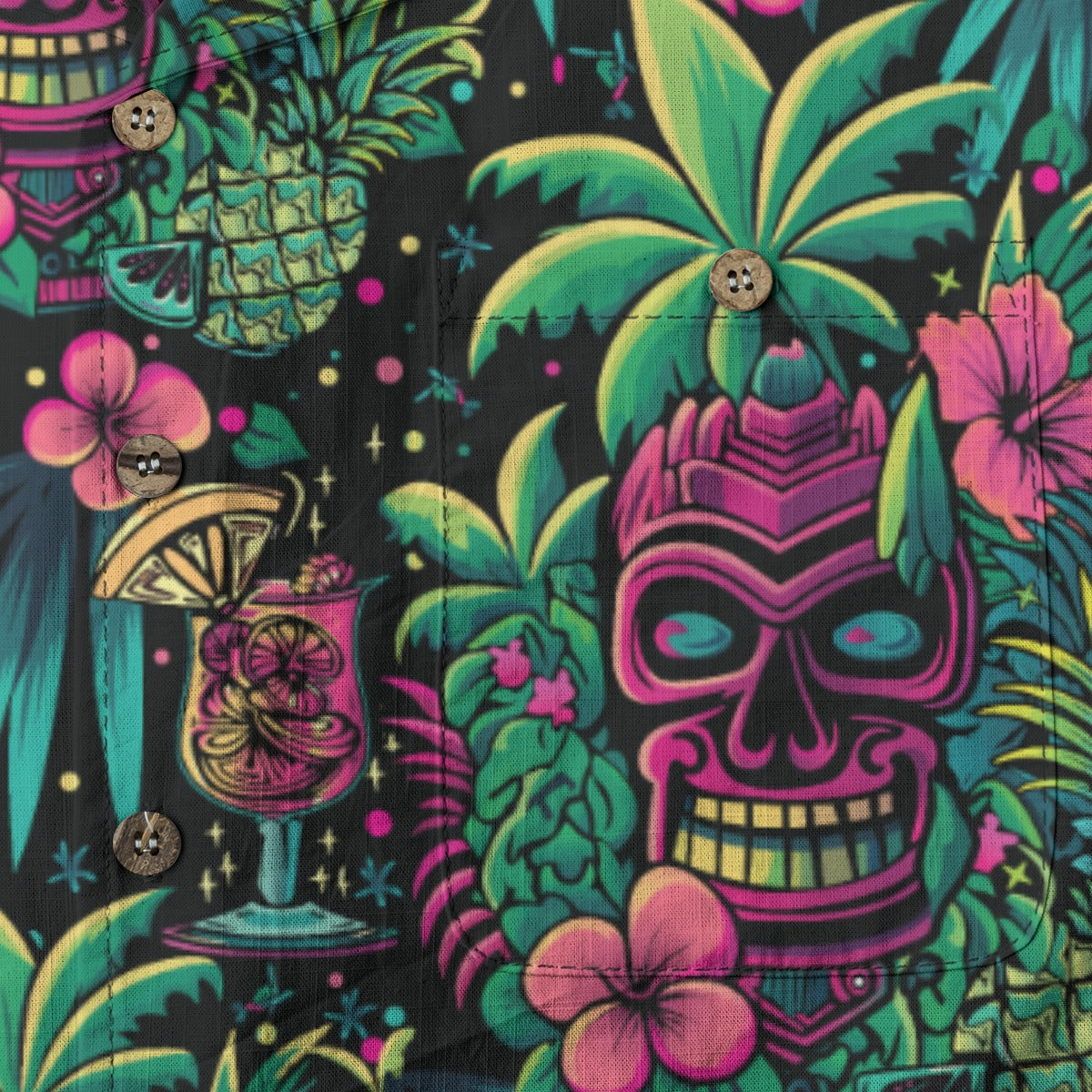 Linen Neon Paradise Hawaiian Shirt