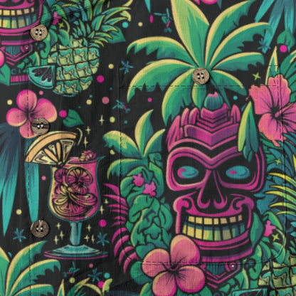 Linen Neon Paradise Hawaiian Shirt