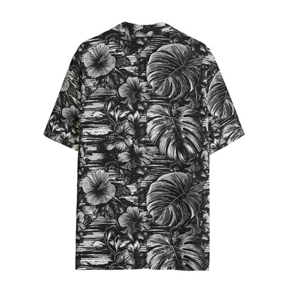 Leaf & Bloom (Noir Remix) Ladies Hawaiian Shirt