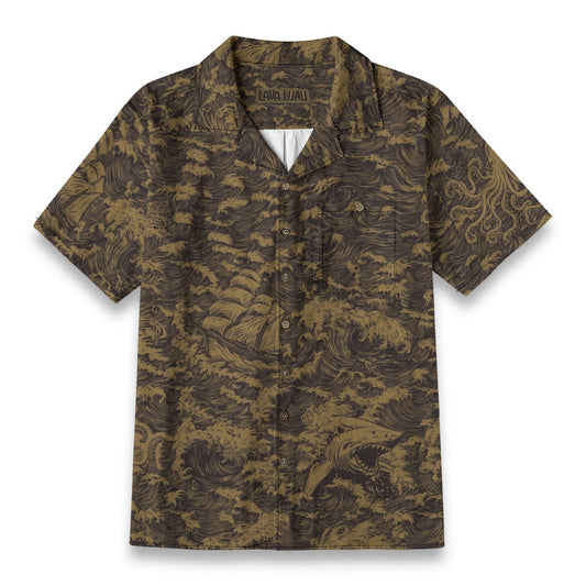 Linen Rogue Waves (Vintage Map Remix) Hawaiian Shirt