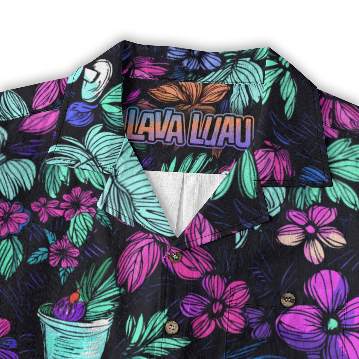 Linen Scribble Birds Hawaiian Shirt