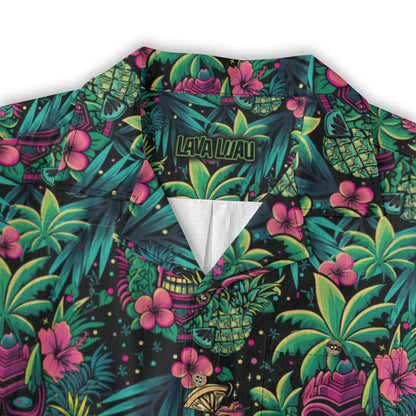 Linen Neon Paradise Hawaiian Shirt